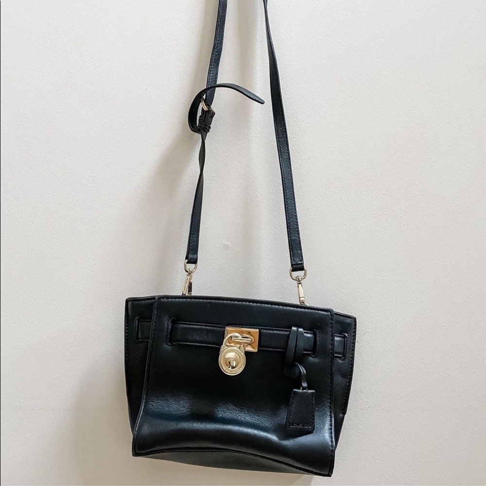 Michael Kors Mini Traveler Black Leather Crossbody Purse